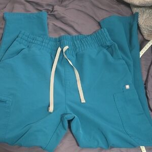 Figs Teal Straight Leg Pants with Drawstring